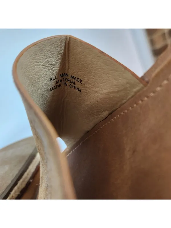 Soda Light Brown Faux Suede Slides Size 8.5 Flaw - Image 8