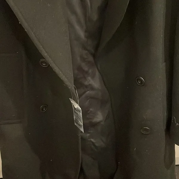 Uniqlo NWT women wool blend long pea coat size small black - Image 2