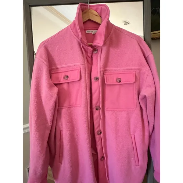 English Factory Pink Fleece Jacket Women's Size Small - Image 2