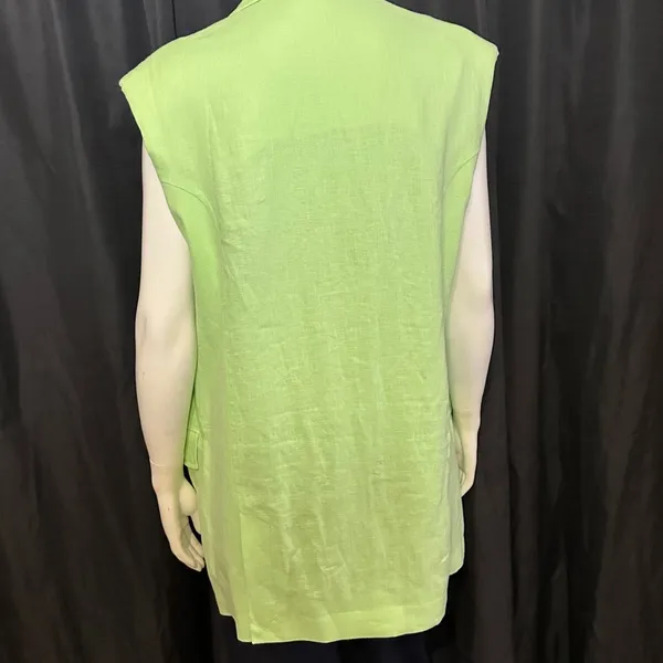 We the Free Green Light Lime Bright Young Things Linen Blazer Vest Large New - Image 7