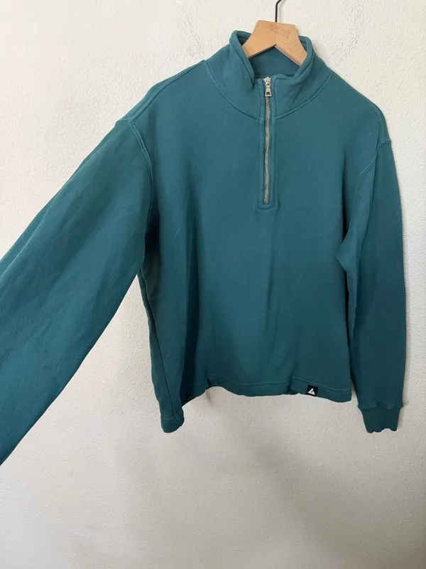 American Giant Teal Green French Terry Half Zip Pullover‎ Sweater Womens Size L - Image 3