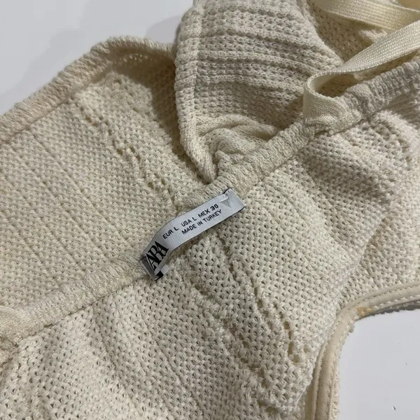 Zara Cream Ribbed  Crop Top EUC - Image 5