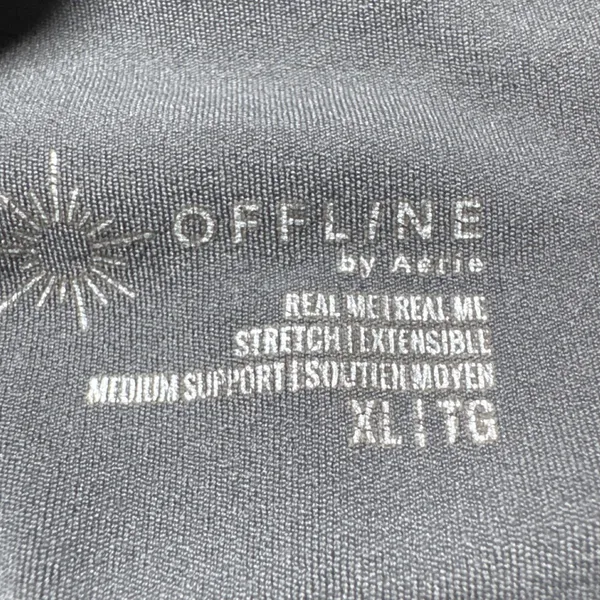 OFFLINE by Aerie Real Me‎ Strappy Ruched Sports Bra Grey XL Medium Support - Image 3