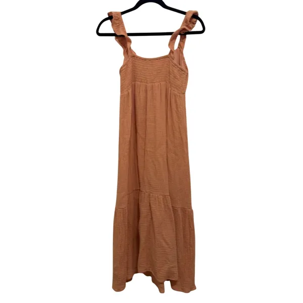 100% Cotton Gauzy Coastal Boho Pink Hem & Thread Midi Dress Size Small - Image 4