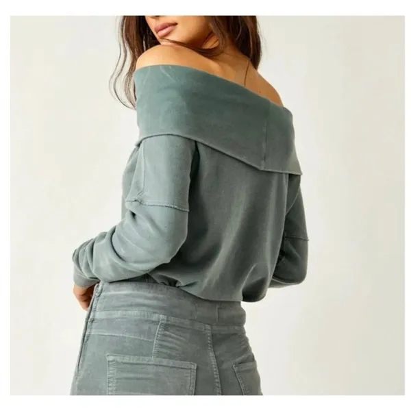 Free People We The Free Not The Same Tee Medium NWT Long Sleeve Off Shoulder - Image 8