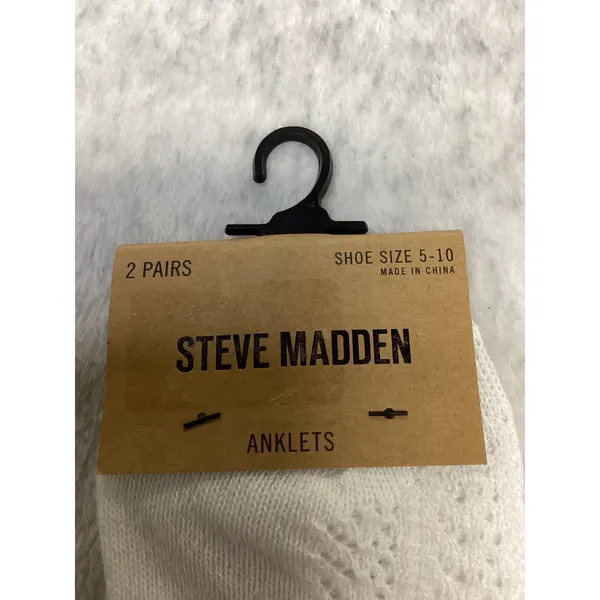 Steve Madden Womens 2 Pack Anklet Socks Black White Pointelle SMSKL1131 5-10 - Image 2