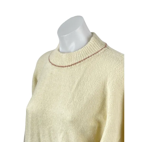 Fox + Hawk Women's Cream Long Sleeve Mock Neck Knit Relaxed Sweater Top Size M - Image 2