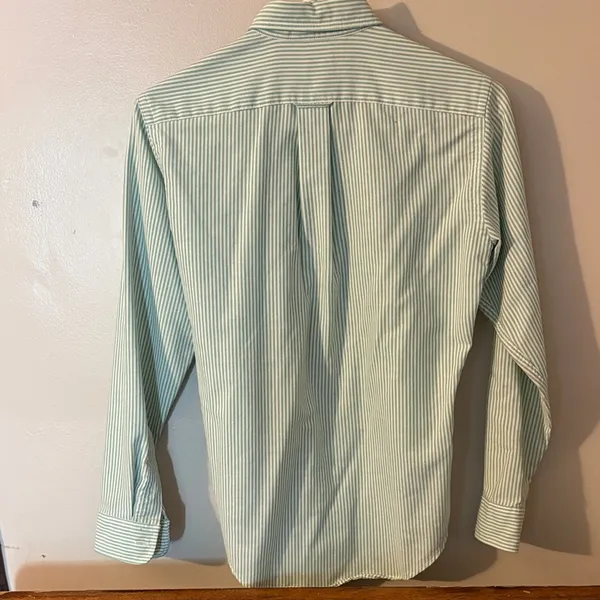 Lands' End women’s Mint Striped Button Down Shirt - Image 3