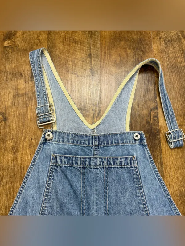 Vtg GAP Denim Shortalls Overalls Sz XL Relaxed Cotton Faded - Image 3