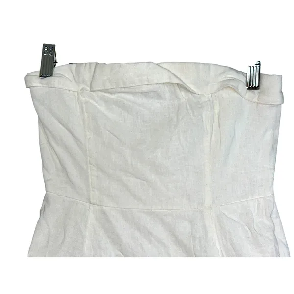 Abercrombie & Fitch White Linen Blend Smocked Strapless Mini Dress Women Size XS - Image 6