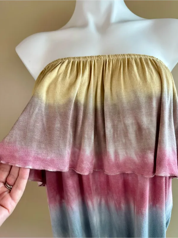 Urban X Tie Dye Ombré Strapless Blouson Tube Top Medium Boho Festival Y2K Summer - Image 8