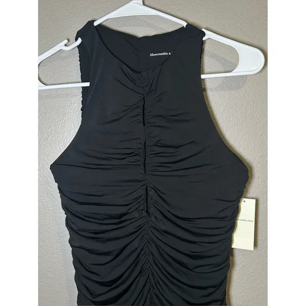 NEW Abercrombie & Fitch Black Keyhole Ruched Mini Dress Women’s Size Small - Image 3