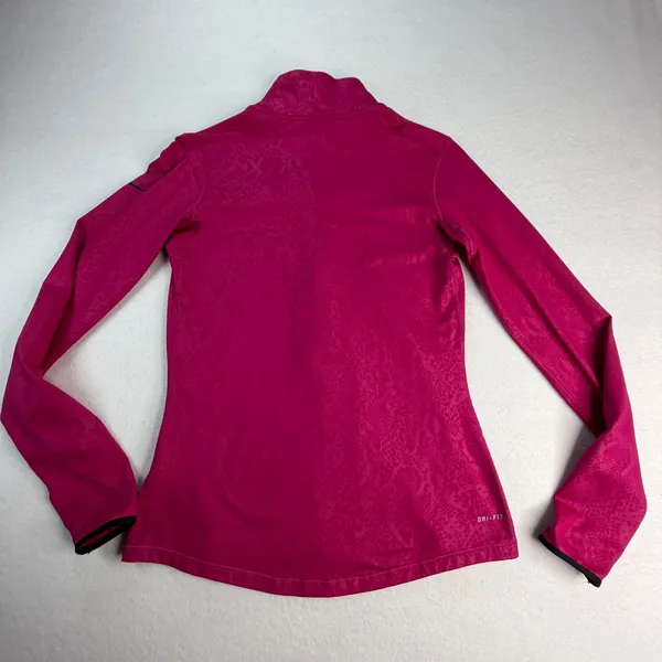 Nike Pro Dri-FIT Womens Pink Print Half Zip Pullover Top Medium Workout Athletic - Image 7