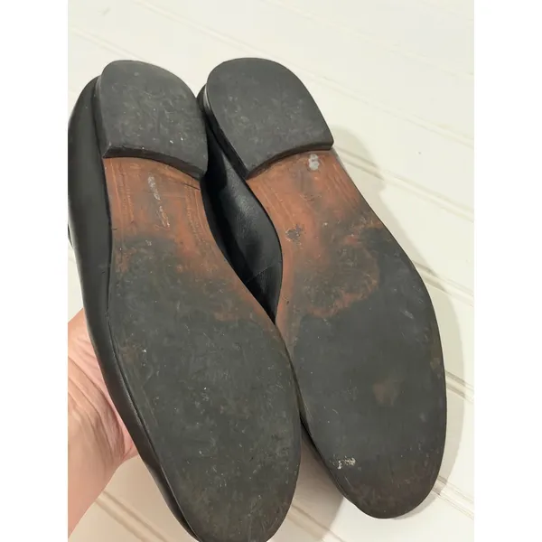 Sam Edelman Loraine Black Leather Horsebit Loafers Gold Hardware Flat Shoes - Image 5
