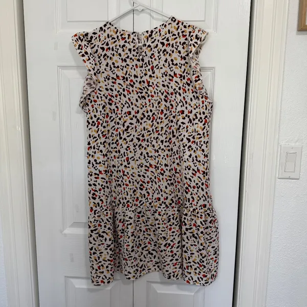 Shein White Khaki Leopard Print Dress - Image 3