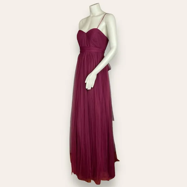 Jenny Yoo‎ Formal Dress Prom Tulle Bridesmaid Size 4 Wine Hollywood Gown Classic - Image 2