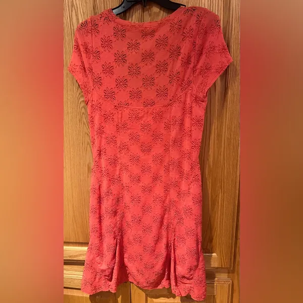 Free People Daisy Lace Godet‎ Fit & Flare Mini Dress Orange Persimmon Size Large - Image 16