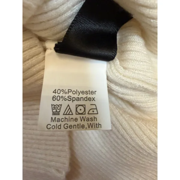 SHEIN Cream Ribbed Knit Turtleneck Sweater - Form Fitting - Size S - Image 4