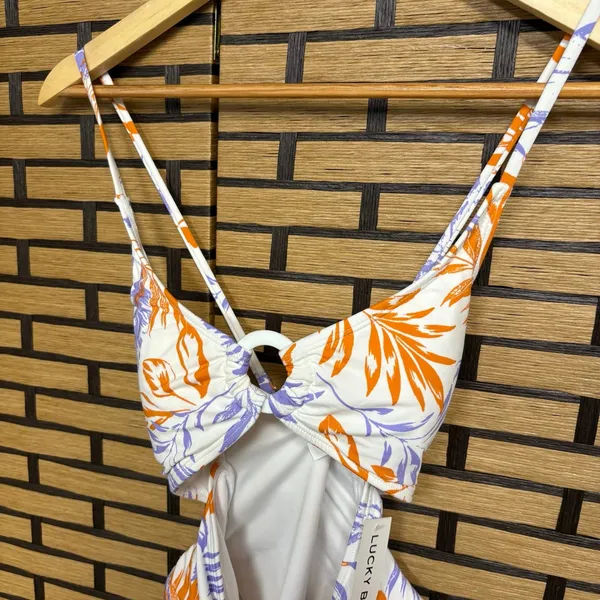 Lucky Purple‎ And Orange Cutout Front One Piece Swimsuit Size Small - Image 4