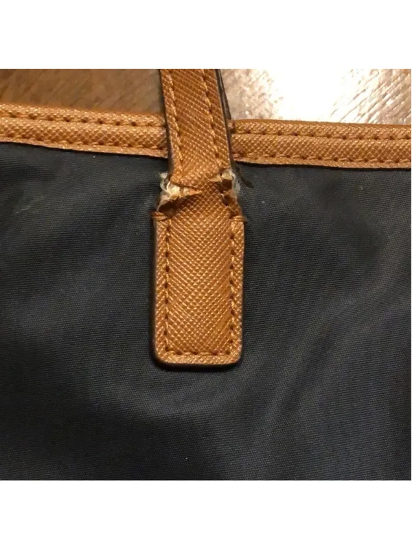 Michael Kors Navy Blue & Brown Nylon Polyester Purse Shoulder Bag Handbag - Image 3