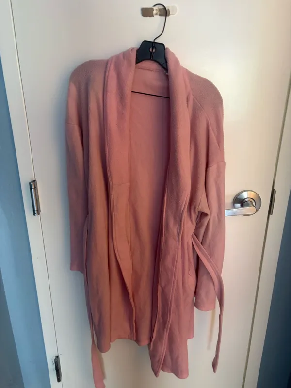 Women's Pink Fleece Long Sleeve Belted Shawl Collar Robe - Image 8