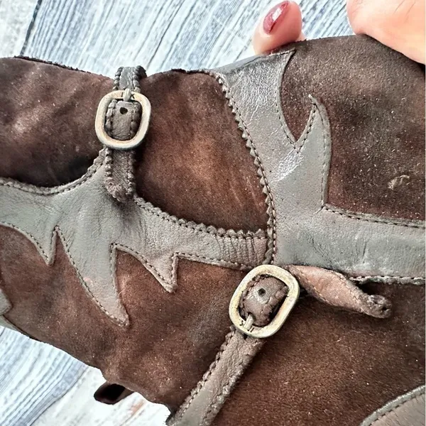 I.N.K. Shoes Vintage Brown Leather and Suede Western Style Booties​ - Image 8