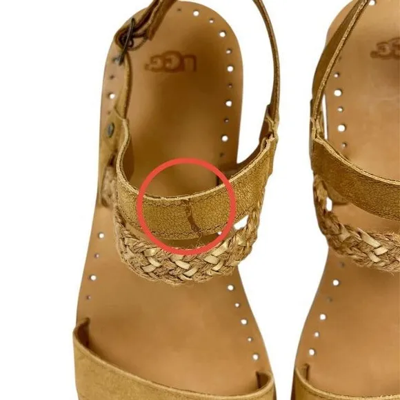 UGG Elin Flat Leather Sandals Braided Strap Chestnut Tan Brown‎ Size 10 - Image 4