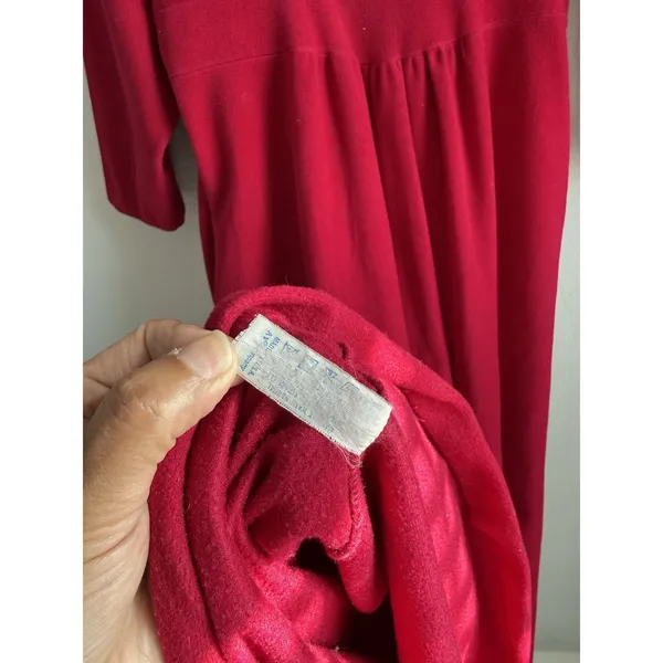 Vtg Vanity Fair Velour Maxi Robe Gown Red Gold Embroidered Zip Housecoat Large - Image 11