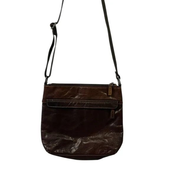 Jack Georges Brown Leather Voyager crossbody hobo bag 12.5 x 11 inch - Image 5