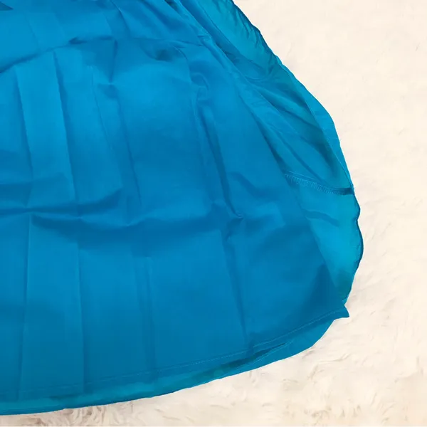 ANTONIO MELANI Puff Sleeve Midi Dress Small Turquoise‎ Blue Tiered Silk Cotton - Image 9