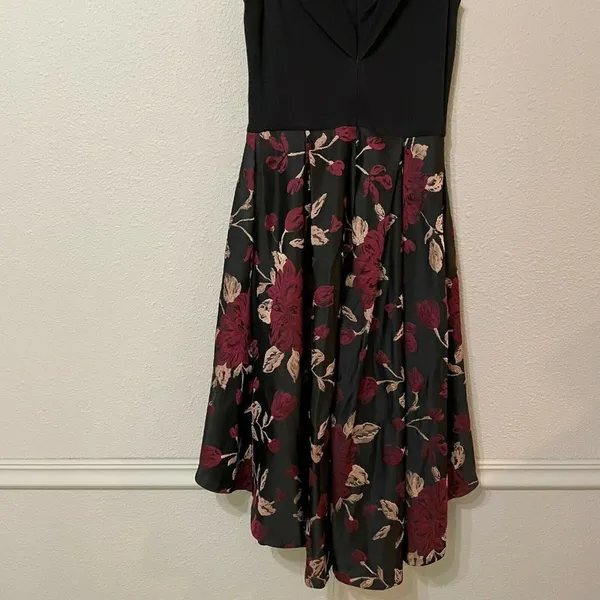 Anthropologie Hutch Black Red Floral Cowl Neck Knee Length Dress Womens 6 Formal - Image 6