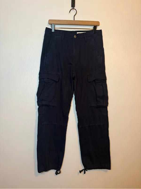 Zara navy‎ blue cotton cargo utility pants - Image 2