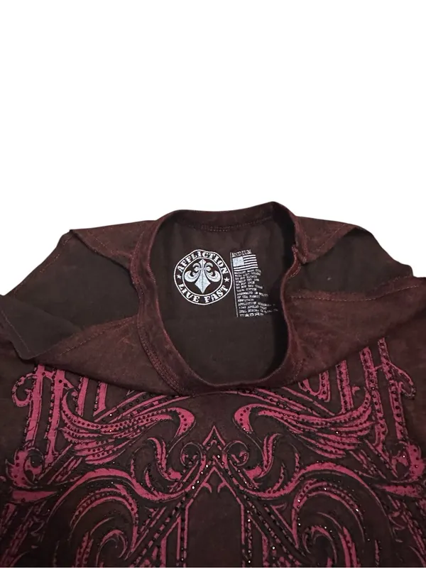 Affliction Long Sleeve Graphic Tee 'LIVE FAST' Rhinestones Y2K Grunge Mall Goth - Image 3