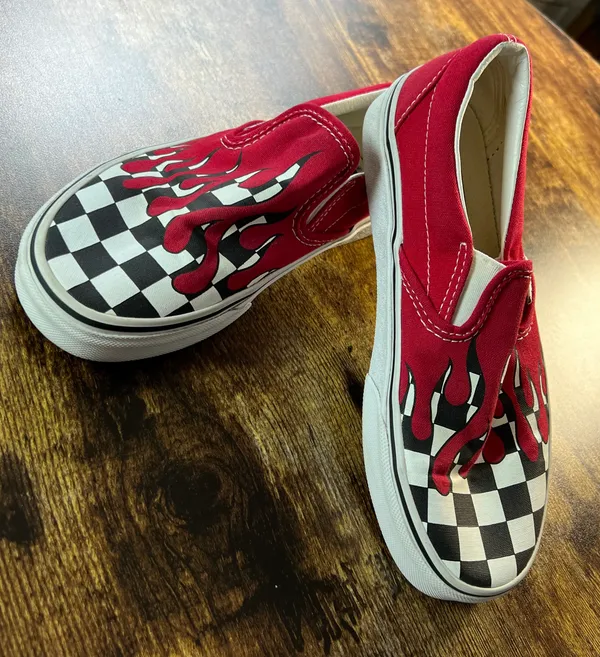 Vans | women’s classic checkerboard drip flame sneakers. Size: 5.5 - Image 13