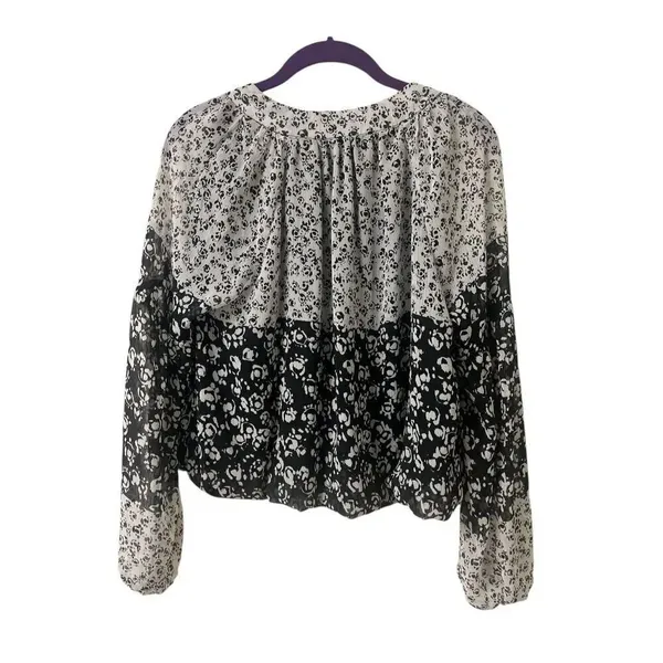 Joie blouse black and white multi print floral sz Large - Image 2