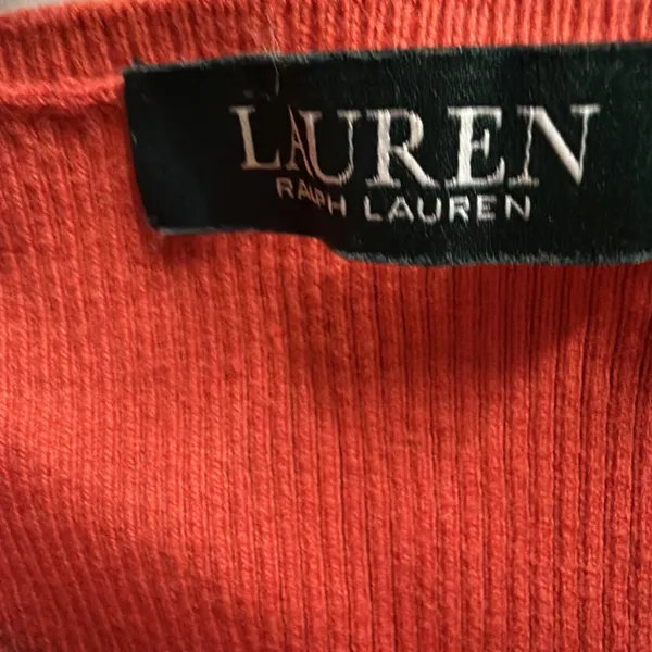 Lauren Ralph Lauren Women's Rib Knit Boat Neck Lace Up Ribbon Sleeve Top M - Image 2
