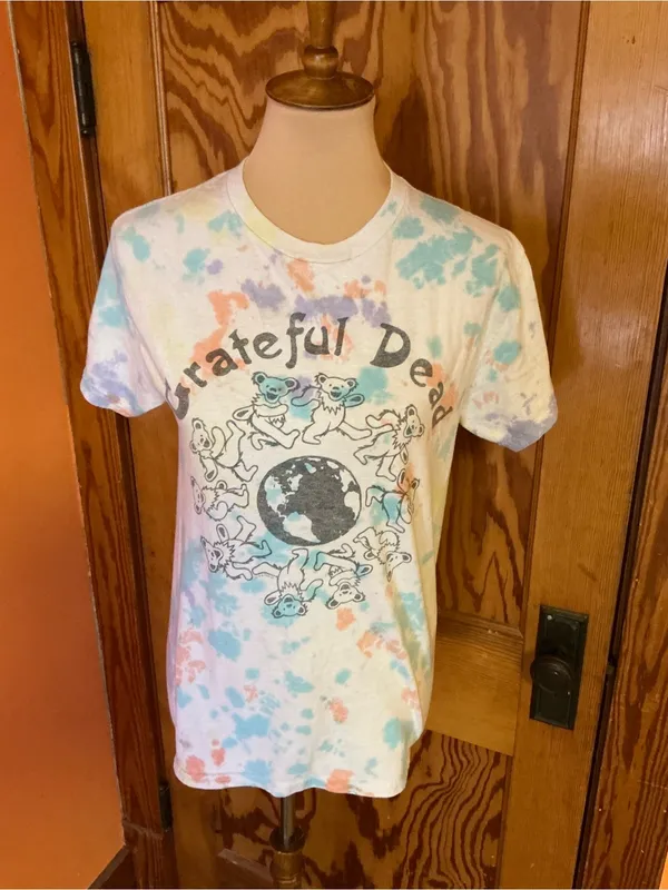 Junk Food Grateful Dead Dancing Bears Earth Tie Dye Graphic Tee XS 100% Cotton - Image 5