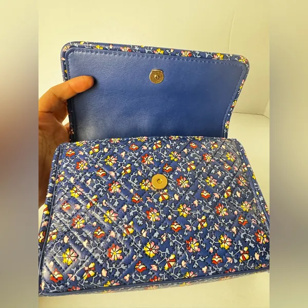 Tory Burch Fleming Printed Small Convertible Shoulder Bag Blue Wild Pansy - Image 12