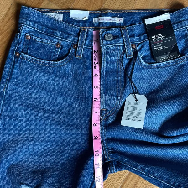 Levi’s Wedgie Straight Jeans Women’s 27x28 Blue High Rise Distressed 100% Cotton NWT - Image 10