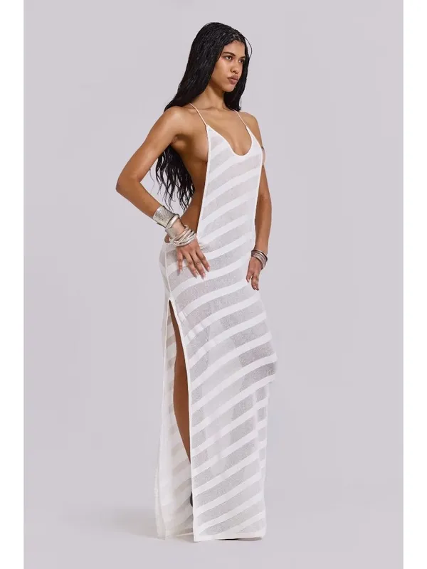 Jaded London Knit Maxi Dress in White Noir Small New Womens Long - Image 16