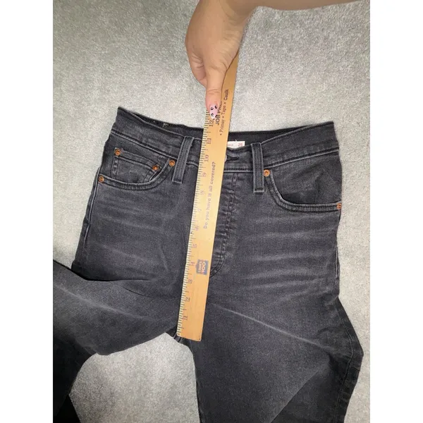levis ribcage straight ankle black washed jeans 25x27 button fly - Image 11