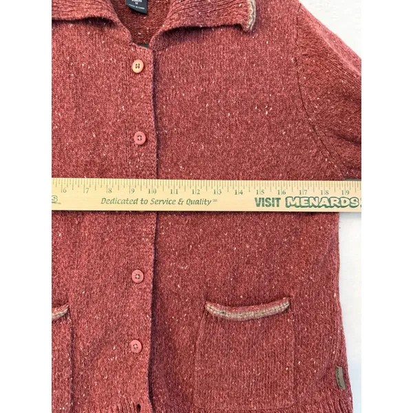 Woolrich Cardigan Sweater Womens Medium Red Wool Blend Button Front Collared - Image 7