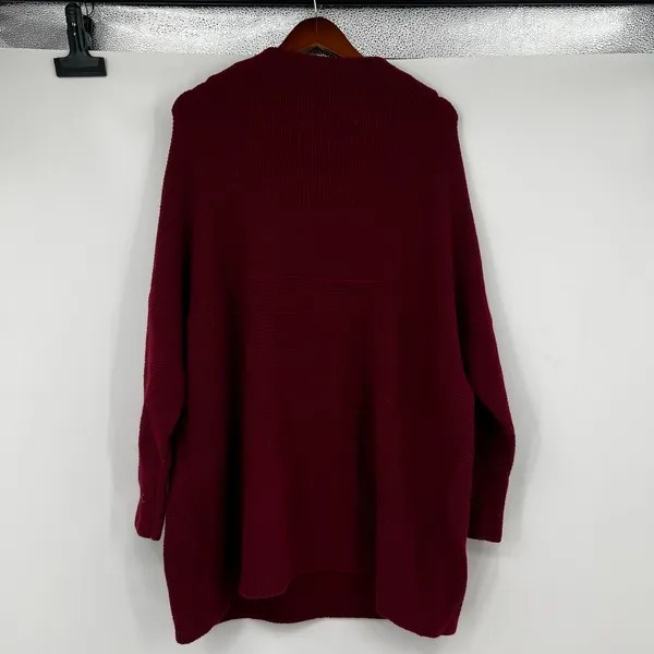 Free People Ottoman Slouchy Tunic sweater oversized burgundy ribbed cozy small - Image 7