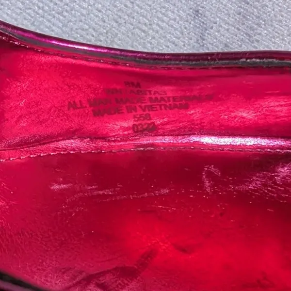 Nine West Tabita Fuchsia Pink Metallic Pointed Toe Flare Heel Ankle Strap Pump 8 - Image 6
