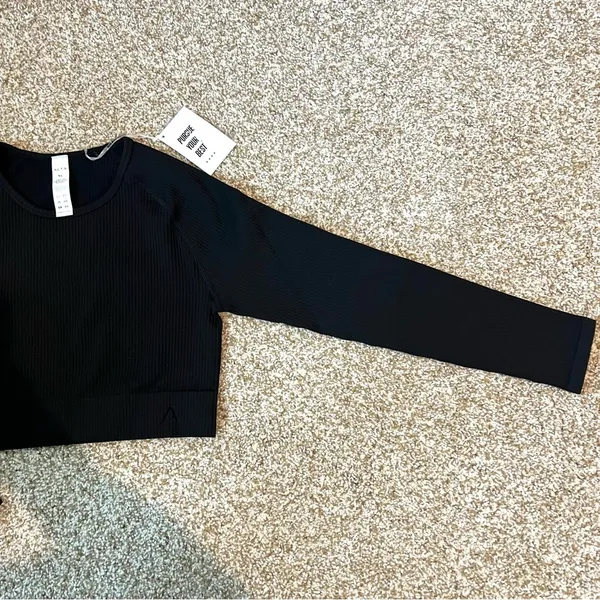 NWT Acta Ribbed Seamless Long Sleeve Shirt in Black Size XL - Image 8