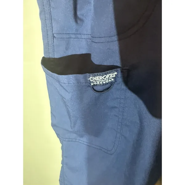 Cherokee Workwear Navy Blue Scrub Pants Cargo Pockets Elastic Drawstring Unisex - Image 3