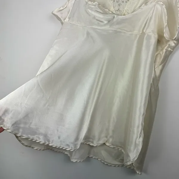 Vtg Y2K Cinema Etoile Satin Slip Cami Tank Embellished Lace Sz Large - Image 11