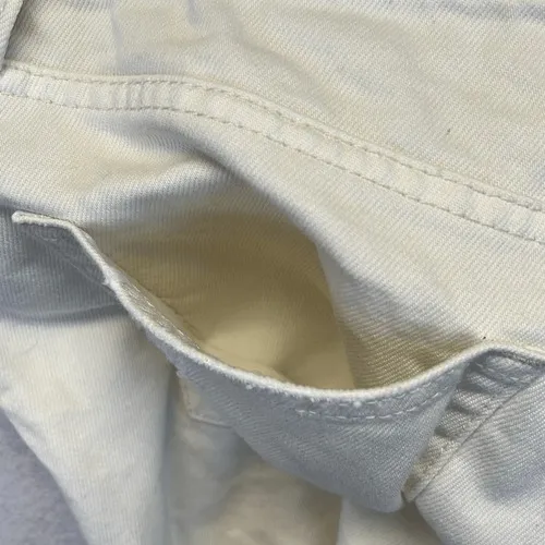 FREE PEOPLE White Denim Jean Mini Skirt 29 Cotton Distressed Raw‎ Hem Button Fly - Image 13