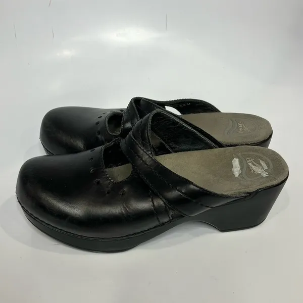 Dansko black‎ leather mules clogs size 37 - Image 5