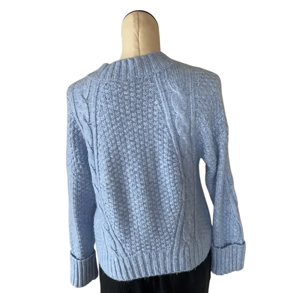 NEW Abercrombie & Fitch Cable Chunky Knit Smoke Blue Women's Cardigan Small - Image 3